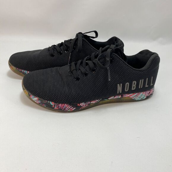 NOBULL Womens10 Black Sneakers Outwork Trainer Workout Shoes Midnight Palms - Picture 1 of 11